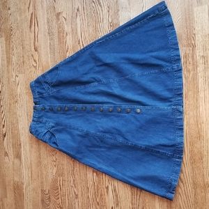 Blanche Porte Vintage Full Denim Skirt 100% Cotton A-Line Button Front Midi